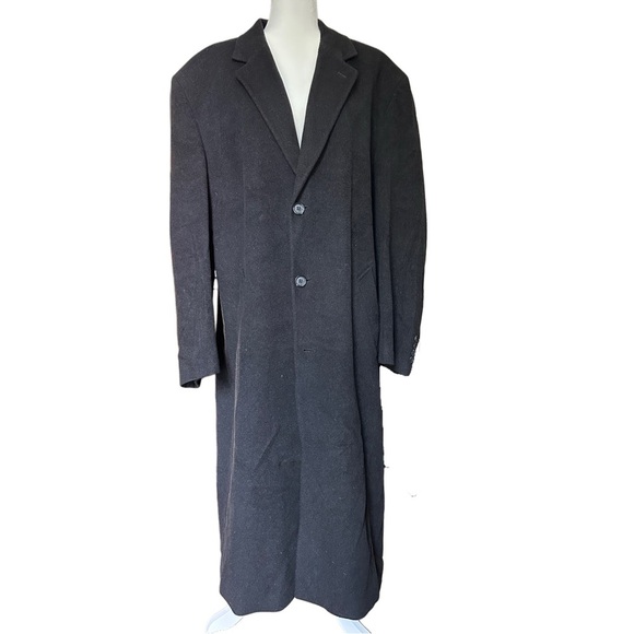 Christian Aujard Vintage Italian Cashmere Blend Black Overcoat Size 42L - Picture 1 of 15